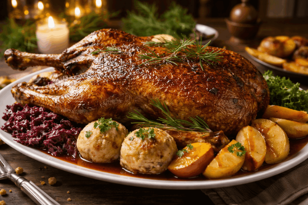 Ganz auf dem Teller mit Beilagen